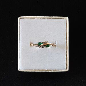 Emerald and Diamond Ring set in 10K Yellow Gold